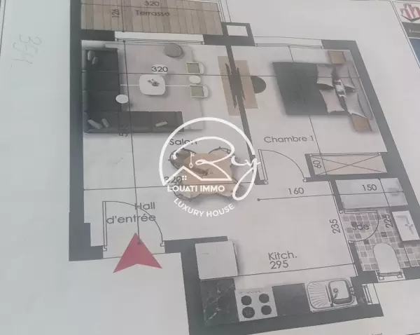 A Louer un Appartement s+1 à les Jardins De Carthage